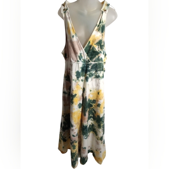 Earthbound Tie Dye Wide Leg Jumpsuit Boho Overall Festival 100% Cotton Sz Small - Picture 3 of 10